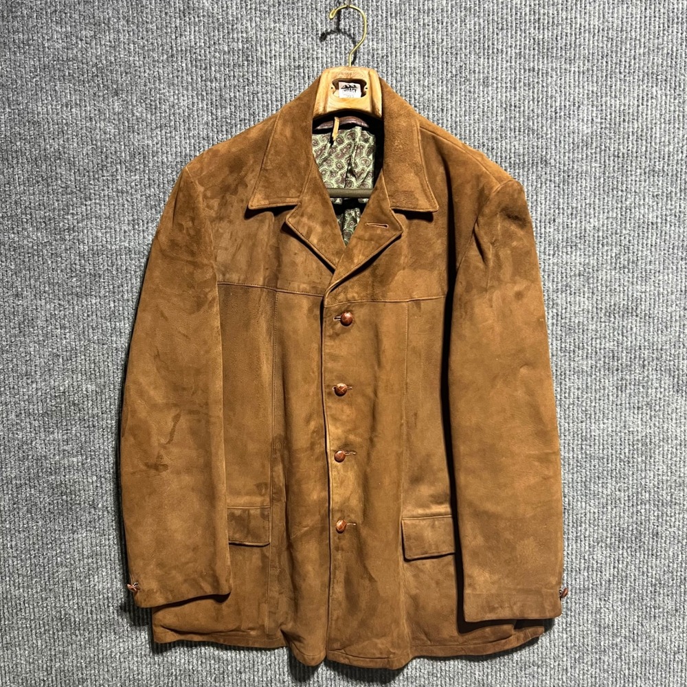 Vintage Irvin Foster Suede Jacket Mens 46 Brown Paisley Lining Leather Coat 60s